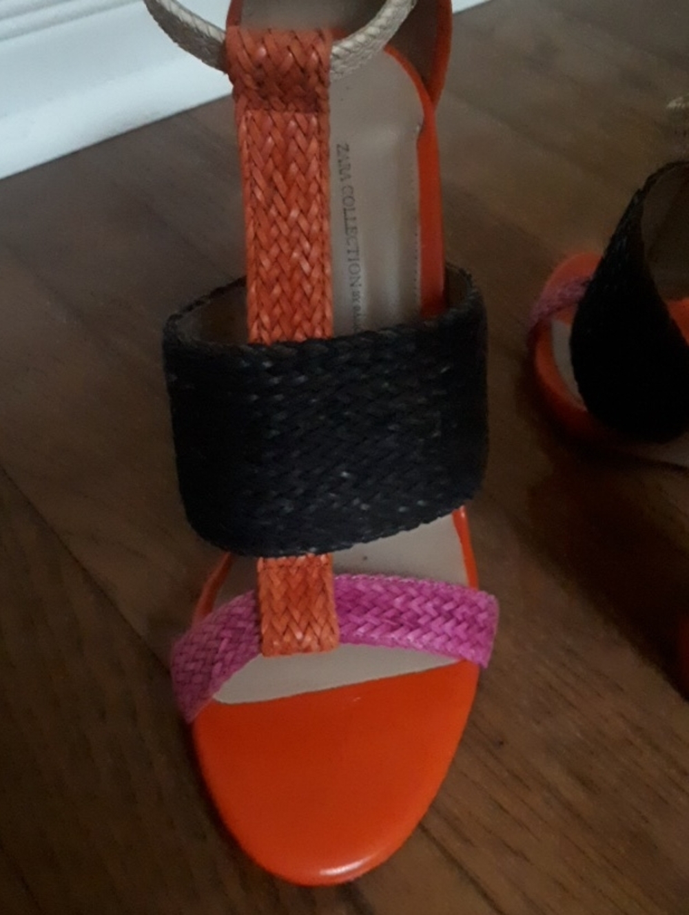 Rare Zara Orange Multicolor Strappy High-Heel Sandals - Picture 4 of 5